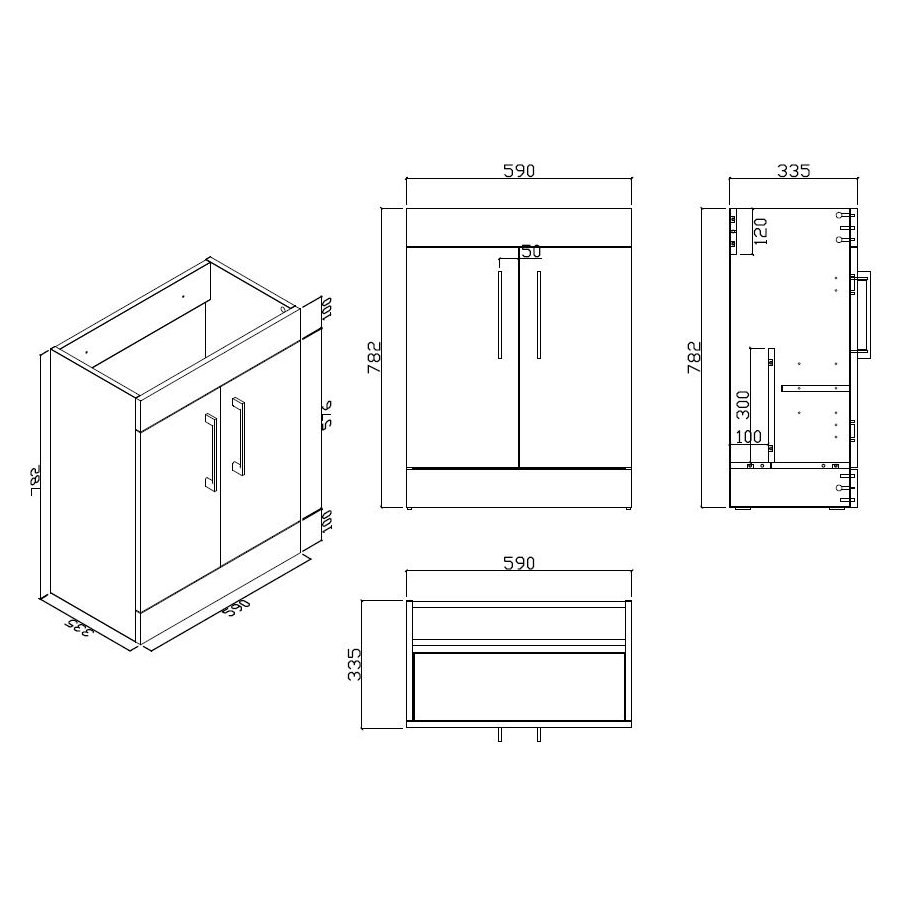 Lomond 600mm Slim 2 Door L White