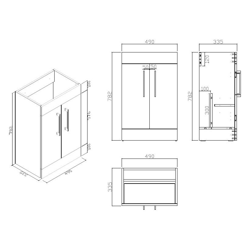 Lomond 500mm Slim 2 Door L White