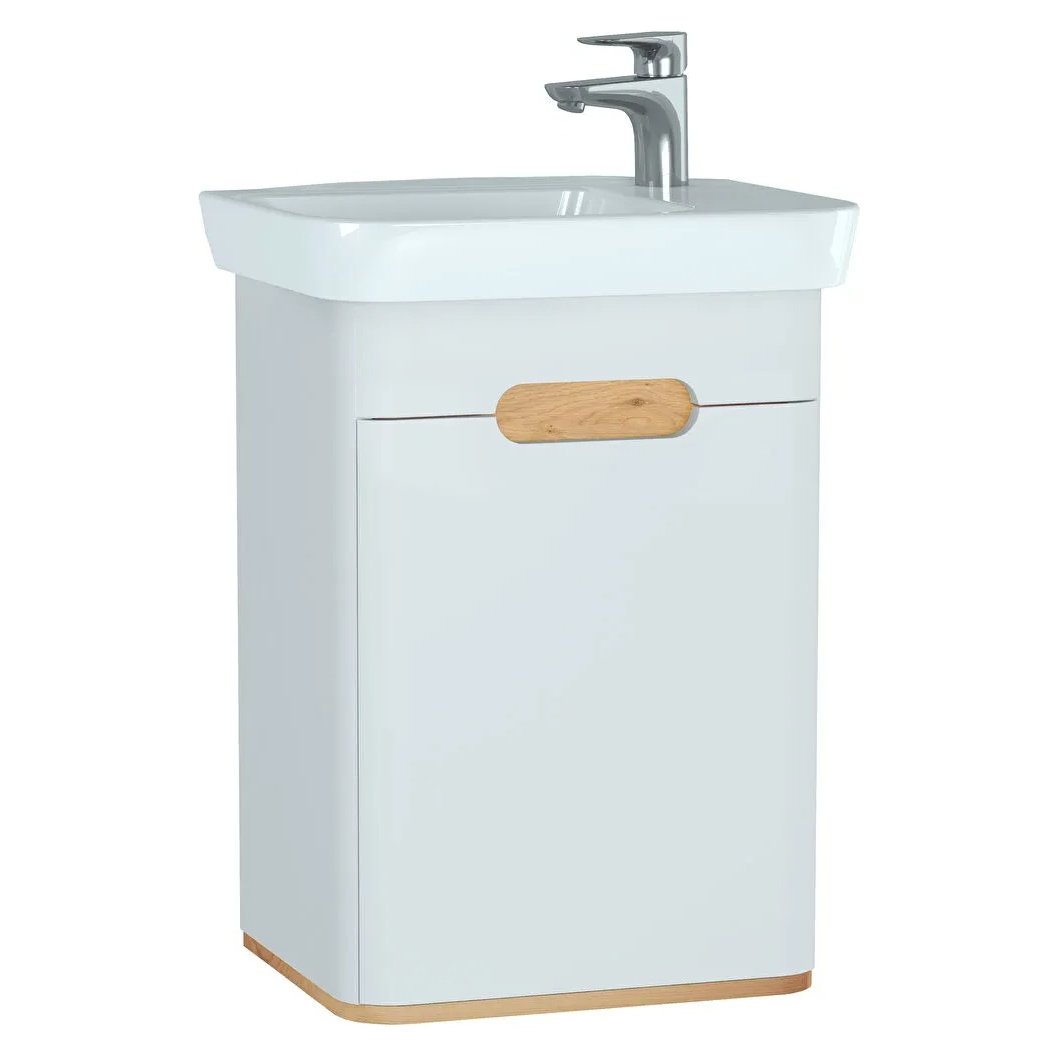 Sento Washbasin Unit, With Doors, Without Legs, Matt White, Right