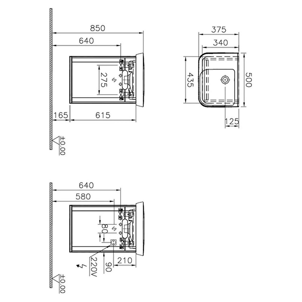 Sento Washbasin Unit, With Doors, Without Legs, Matt White, Right