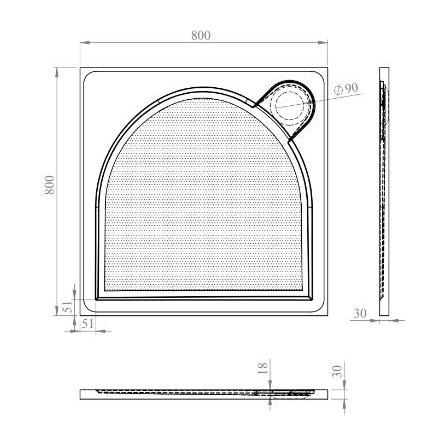 Talla H/W Shower Tray 800 x 800mm Square