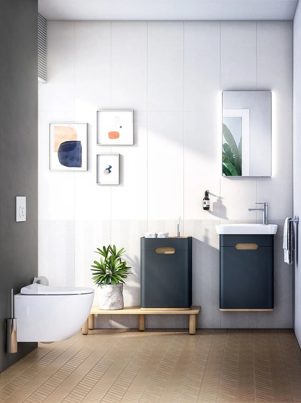 Sento Washbasin Unit, With Doors, Without Legs, 50 cm, Left