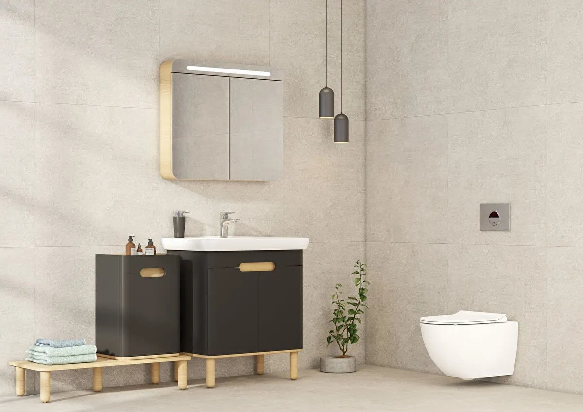 Sento Washbasin Unit, With Doors, Without Legs, 65 cm