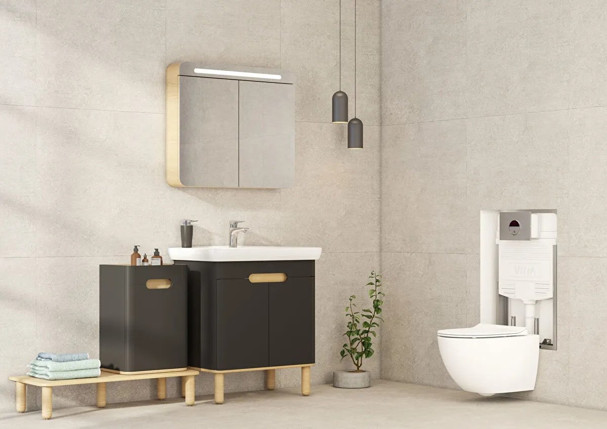 Sento Washbasin Unit, With Doors, Without Legs, 80 cm