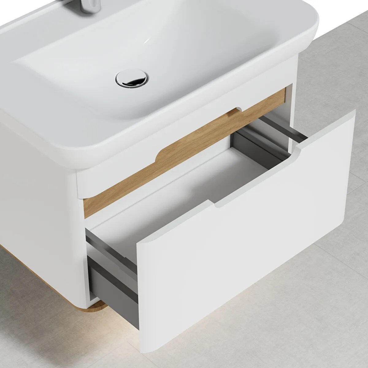 Sento Washbasin Unit, 80 cm, With 1 Drawer, Without Legs