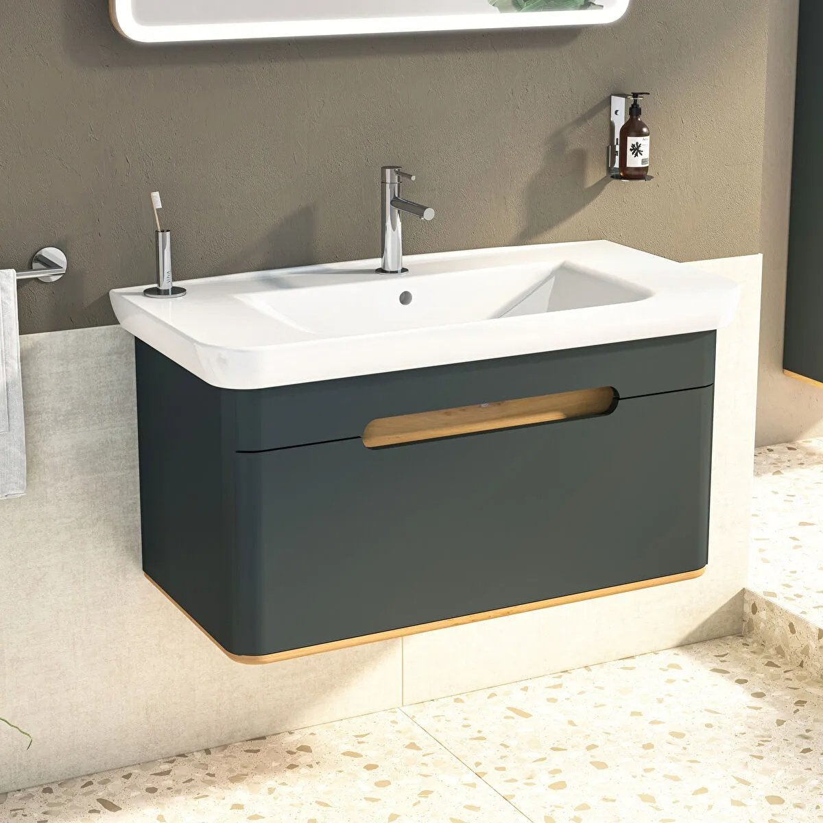 Sento Washbasin Unit, With 1 Drawer, Without Legs, 100 cm