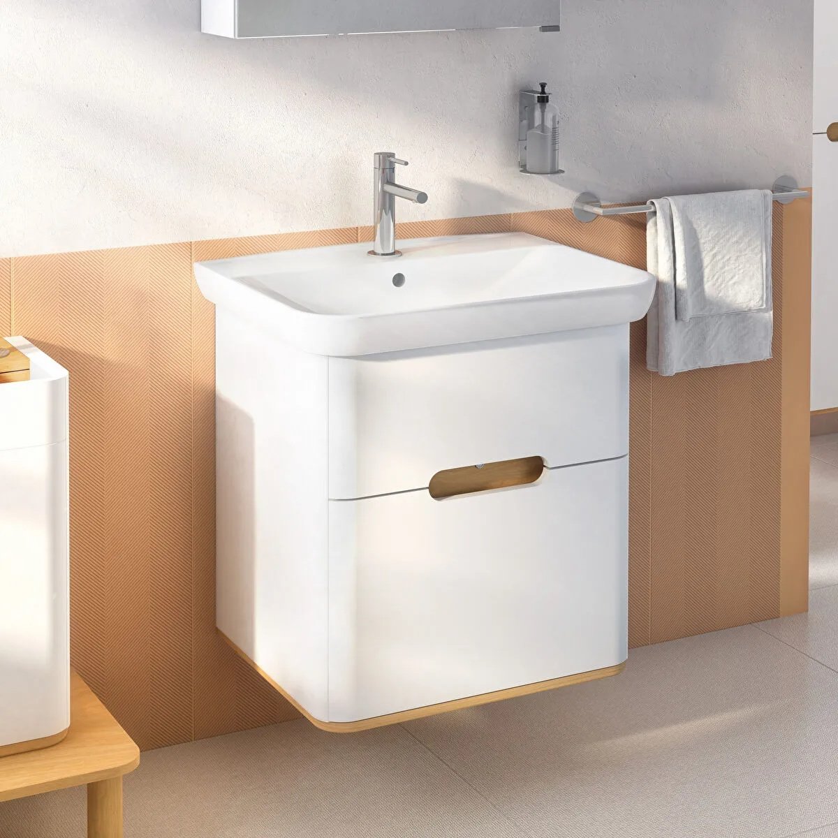 Sento Washbasin Unit, With 2 Drawers, Without Legs, 65 cm