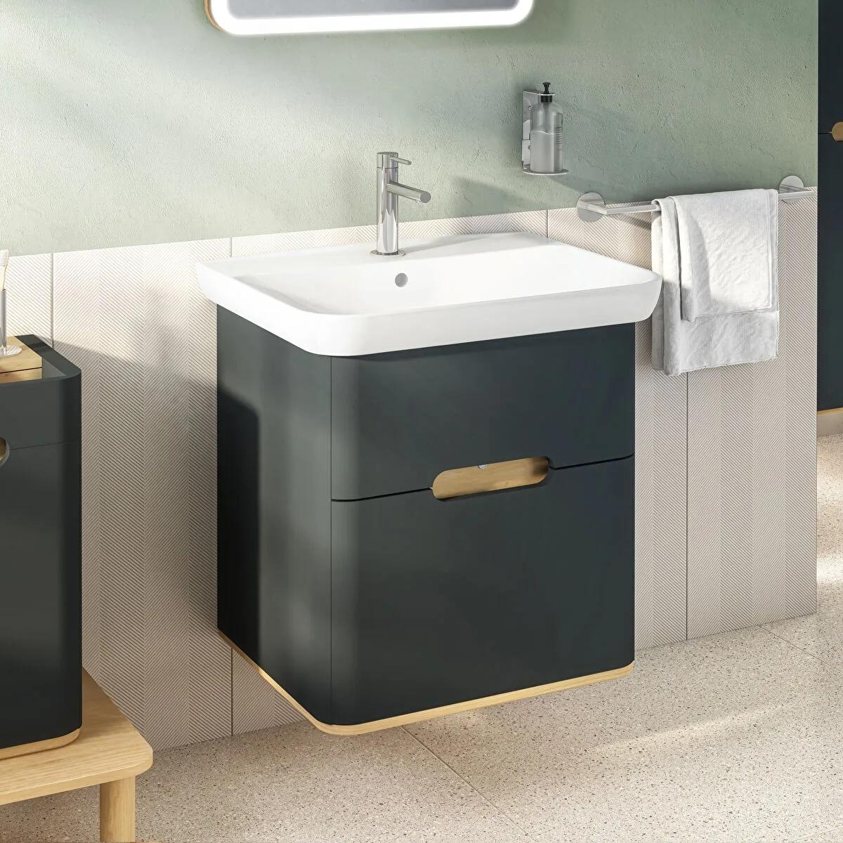 Sento Washbasin Unit, With 2 Drawers, Without Legs, 65 cm