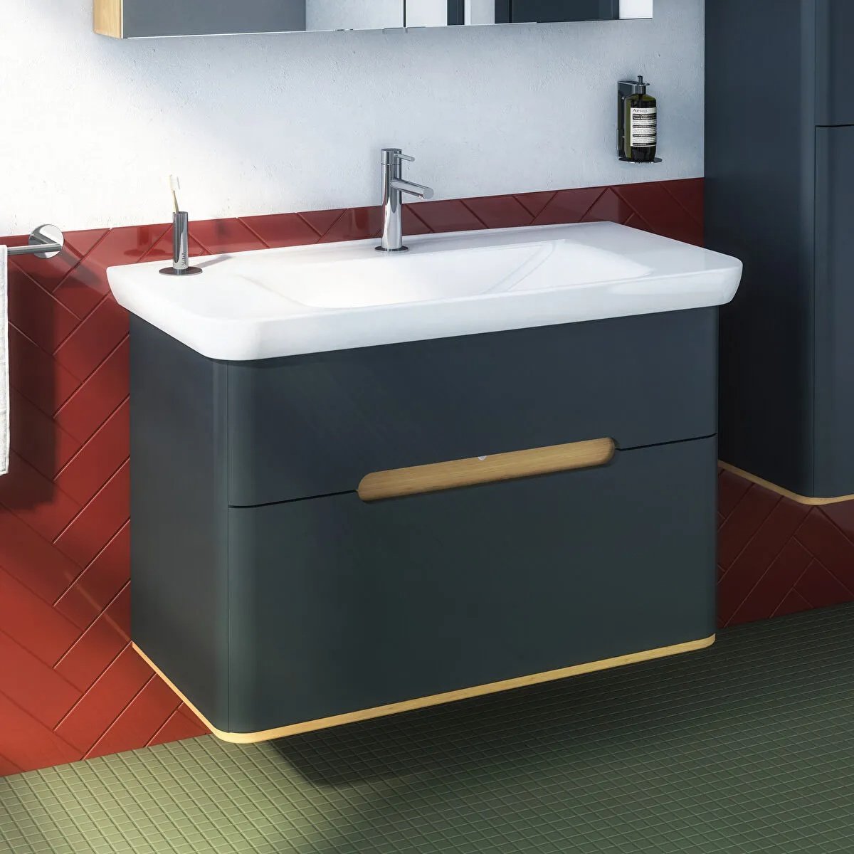Sento Washbasin Unit, With 2 Drawers, Without Legs, 100 cm