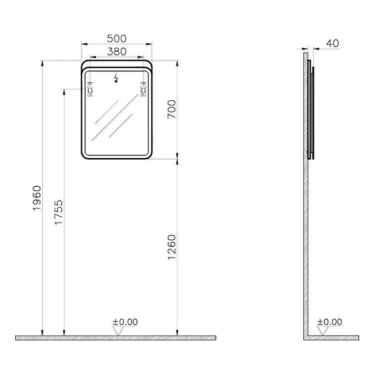 Sento Illuminated Mirror, 50 cm,