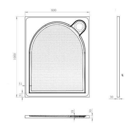 Talla H/W Shower Tray 1000 x 800mm Rectangle