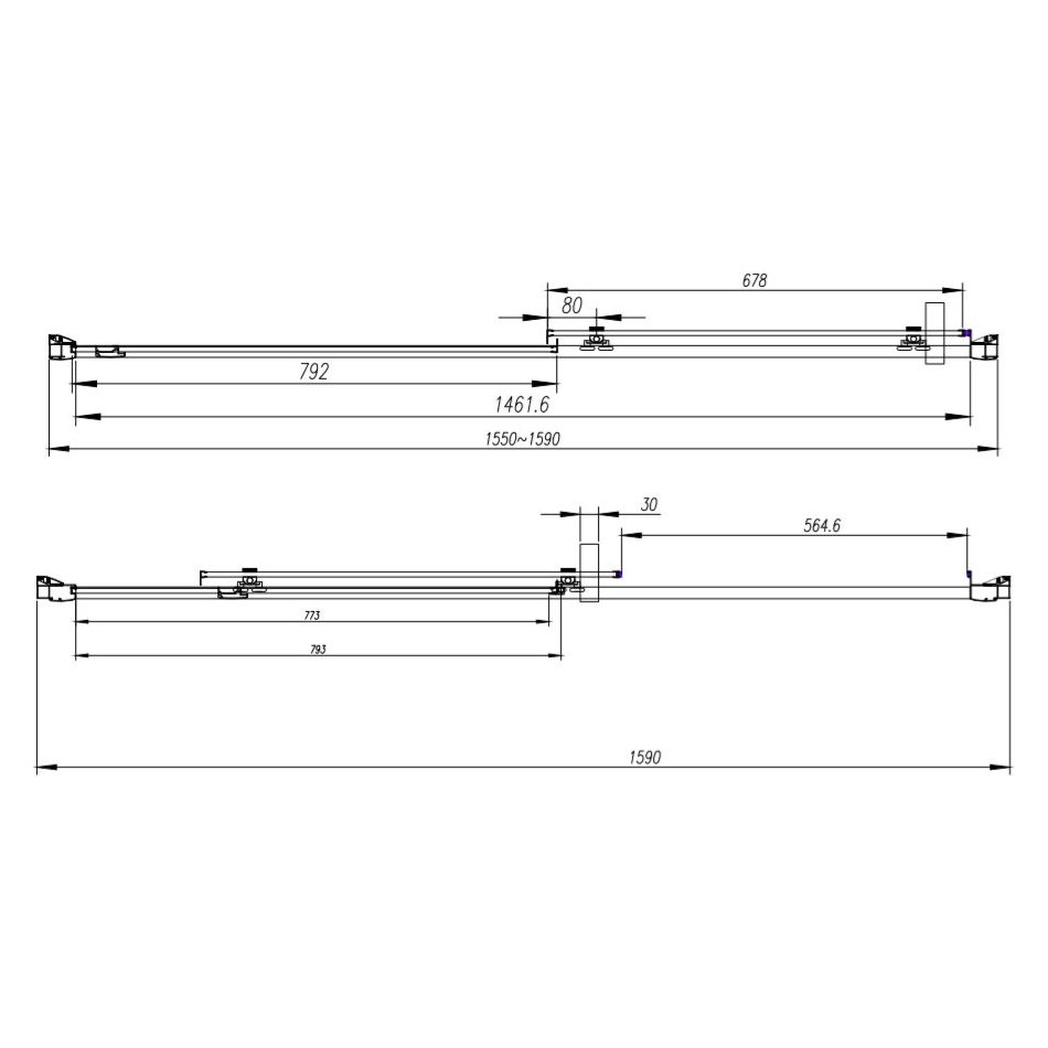 Cara 1600mm 8mm Sliding Door 1900mm High