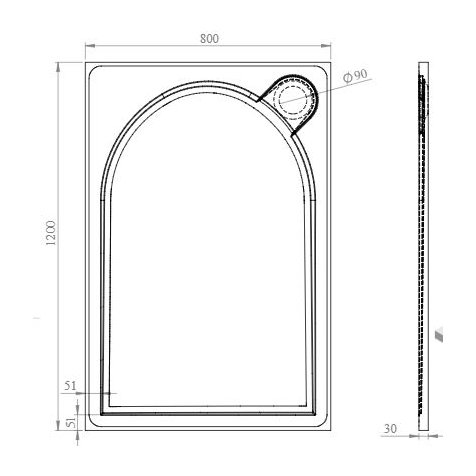 Talla H/W Shower Tray 1200 x 800mm Rect