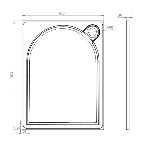 Talla H/W Shower Tray 1200 x 900mm Rect