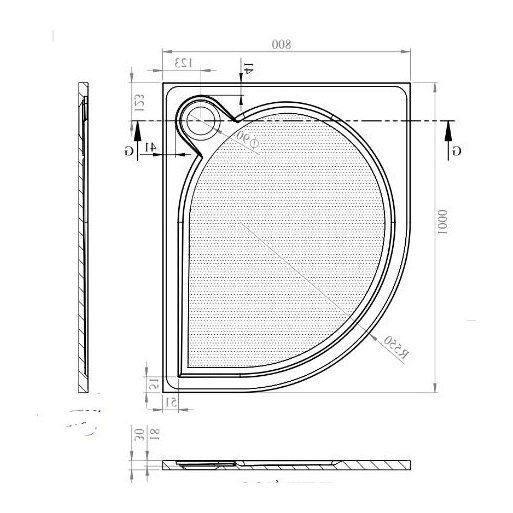 Talla H/W Shower Tray 1000 x 800mm Offset Quad L/H
