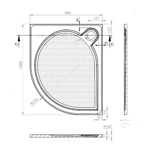 Talla H/W Shower Tray 1000 x 800mm Offset Quad R/H