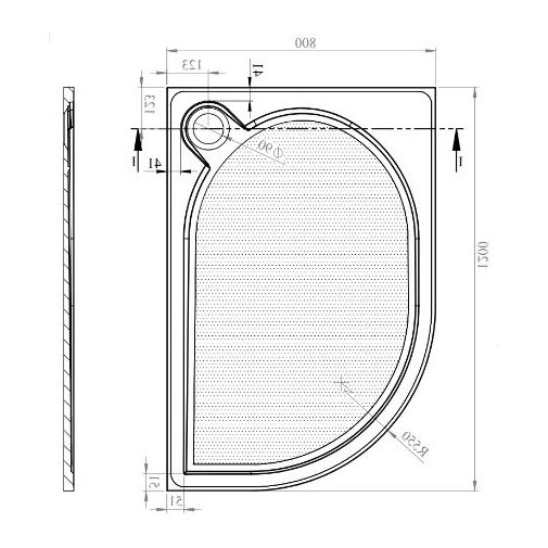 Talla H/W Shower Tray 1200 x 800mm Offset Quad L/H