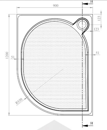 Talla H/W Shower Tray 1200 x 000mm Offset Quad R/H
