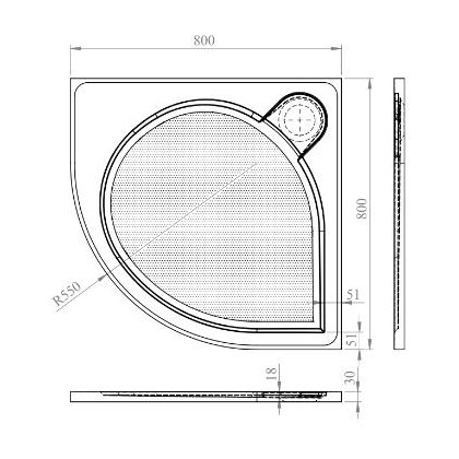 Talla H/W Shower Tray 800mm Quad