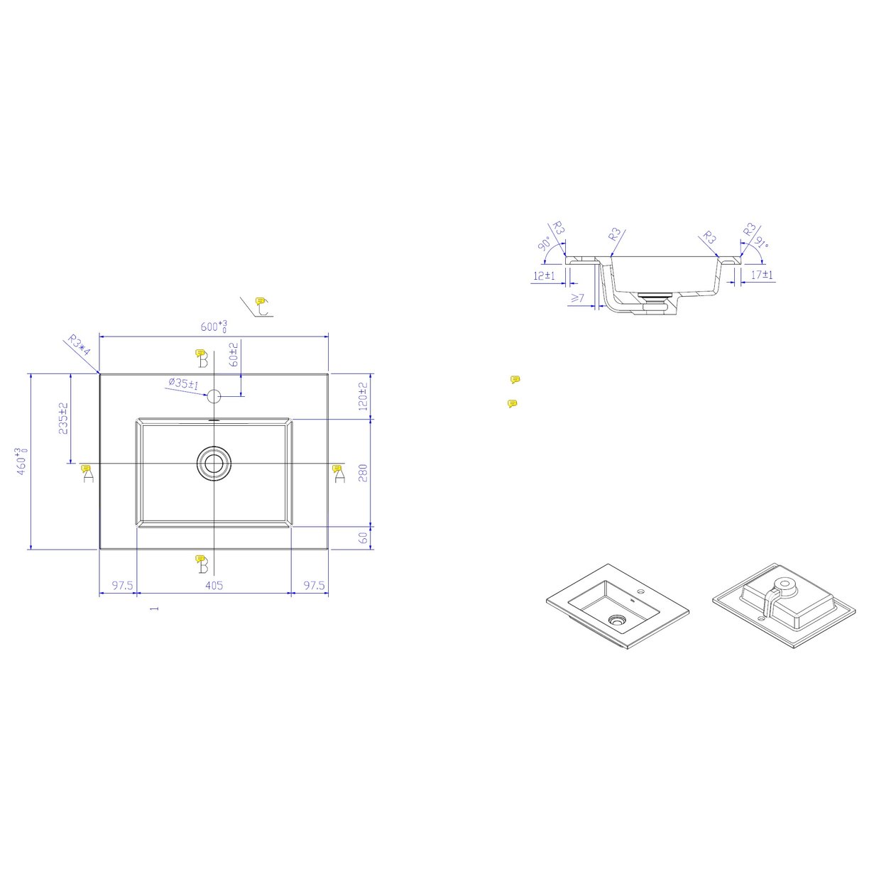 Oakley 600mm White Armastone Basin