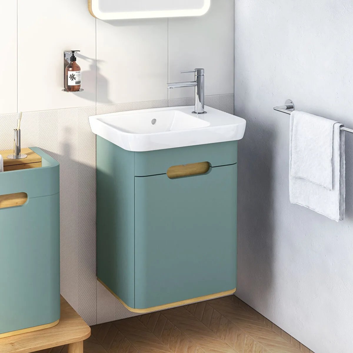 Sento Washbasin Unit, With Doors, Without Legs, 50 cm, Left