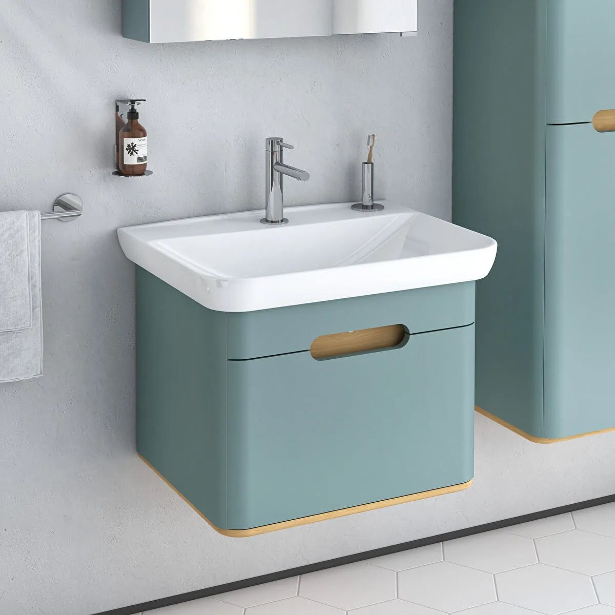 Sento Washbasin Unit, 65 cm, With 1 Drawer, Without Legs