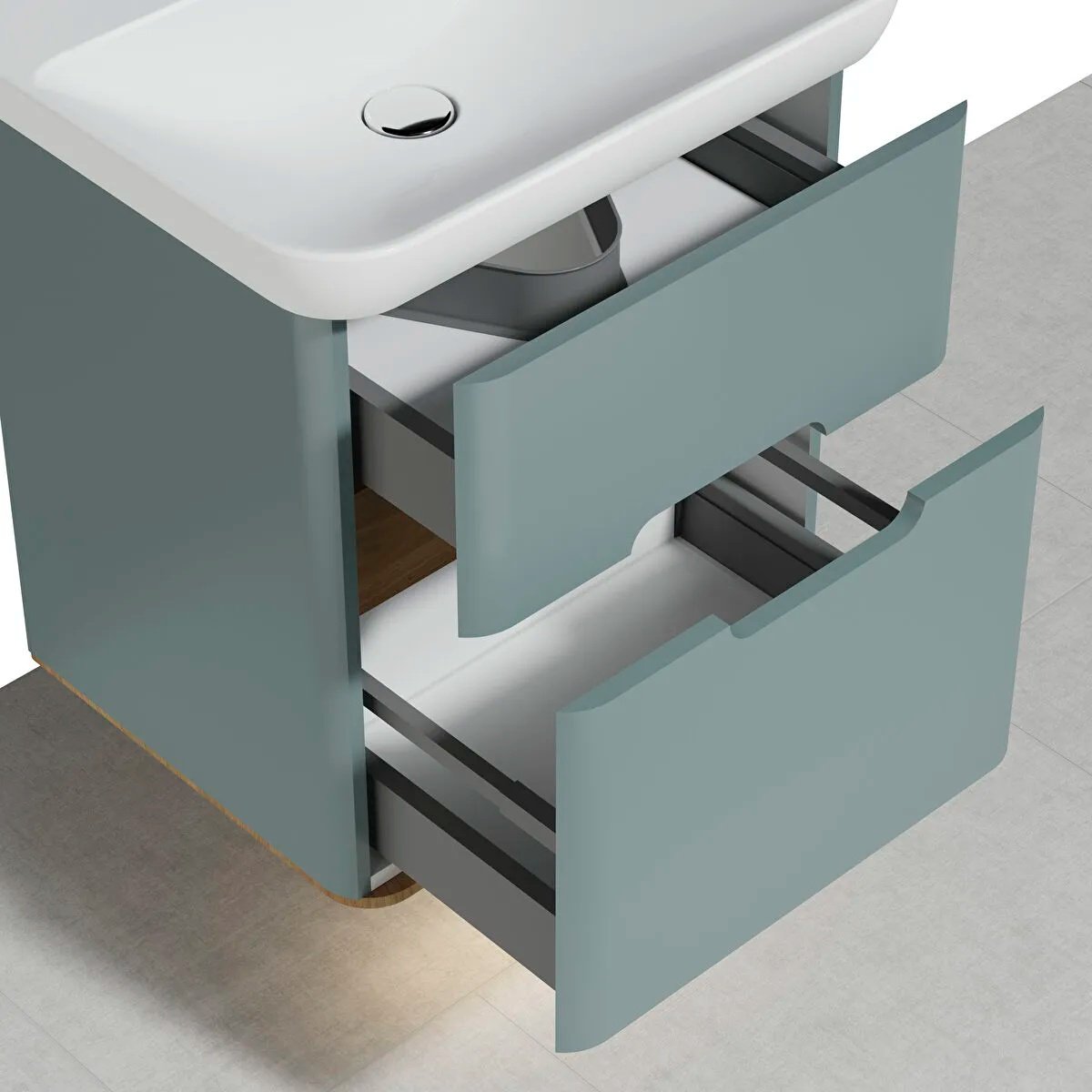 Sento Washbasin Unit, 65 cm, With 2 Drawers, Without Legs