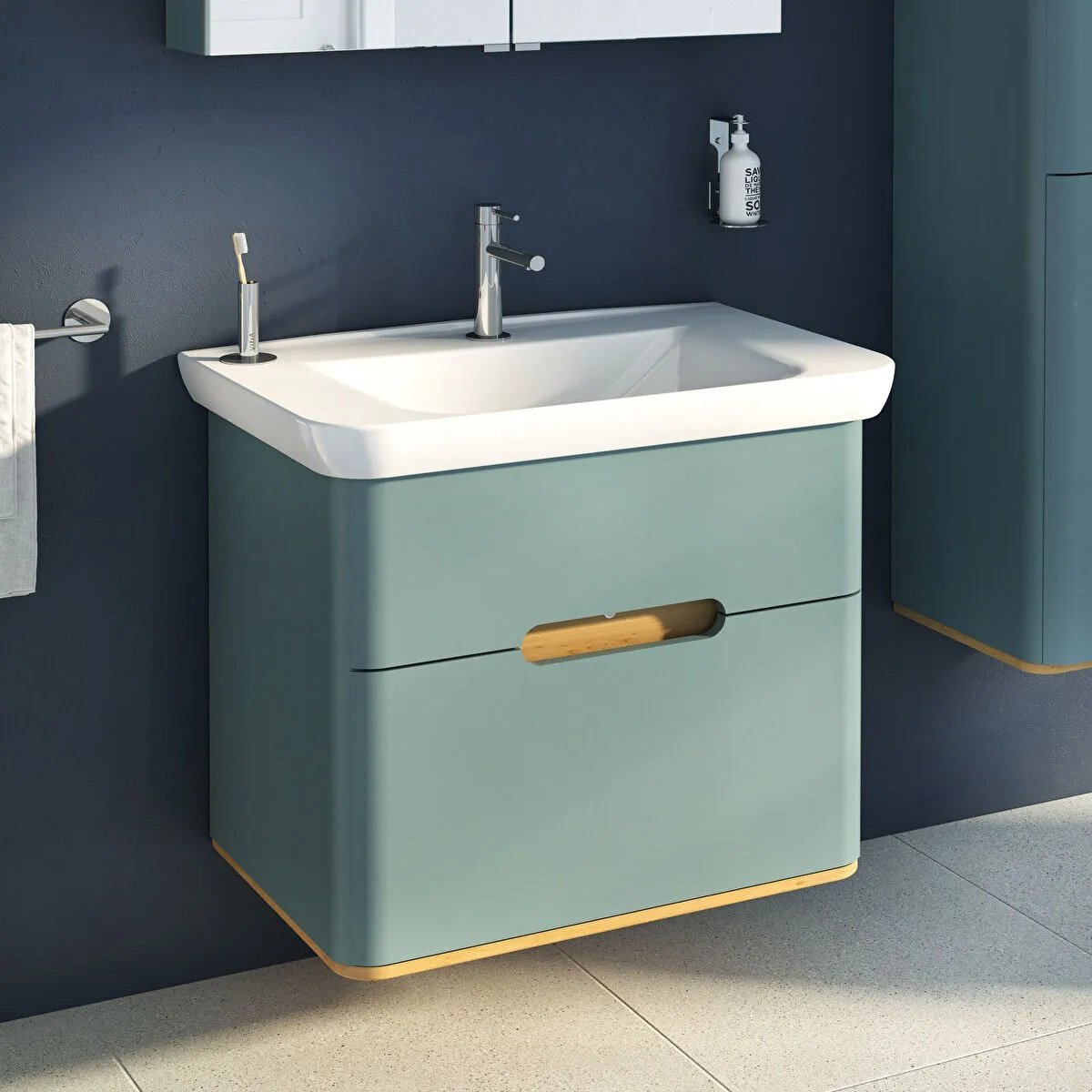 Sento Washbasin Unit, With 2 Drawers, Without Legs, 80 cm