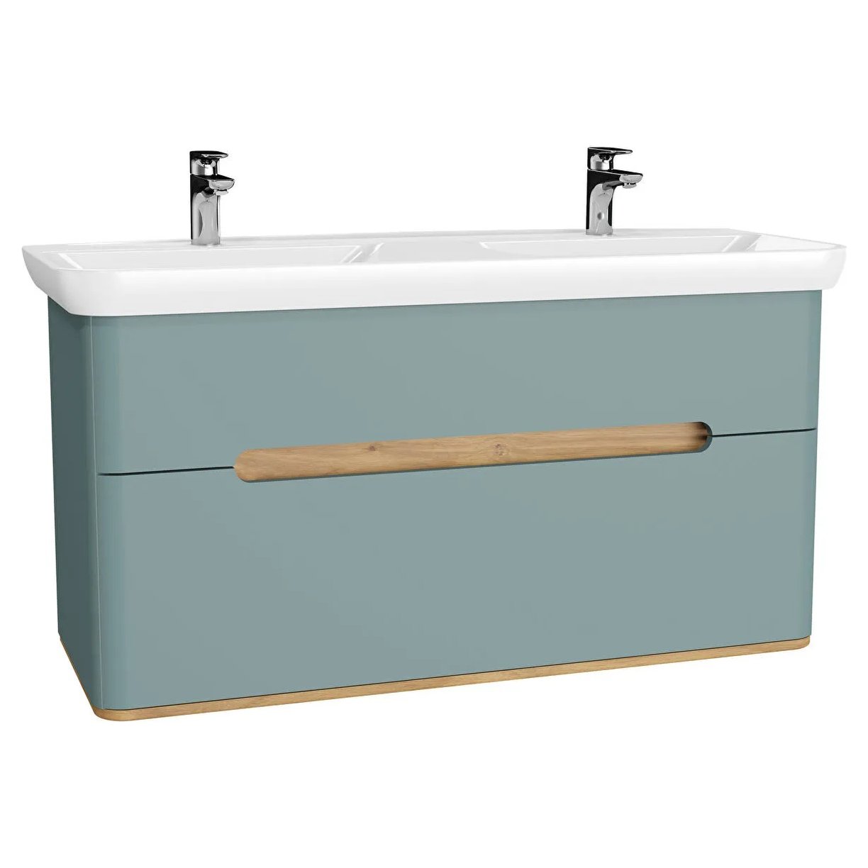Sento Washbasin Unit, With 2 Drawers, With Double Washbasin, Without Legs, 130 cm