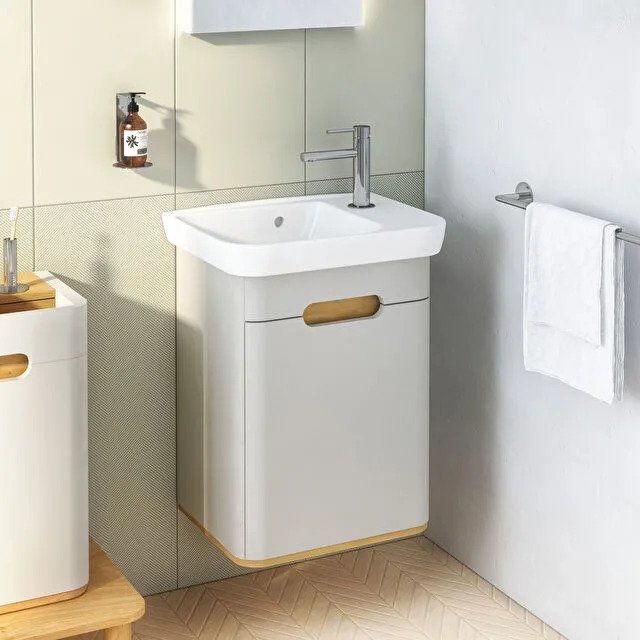 Sento Washbasin Unit, With Doors, Without Legs, 50 cm, Left