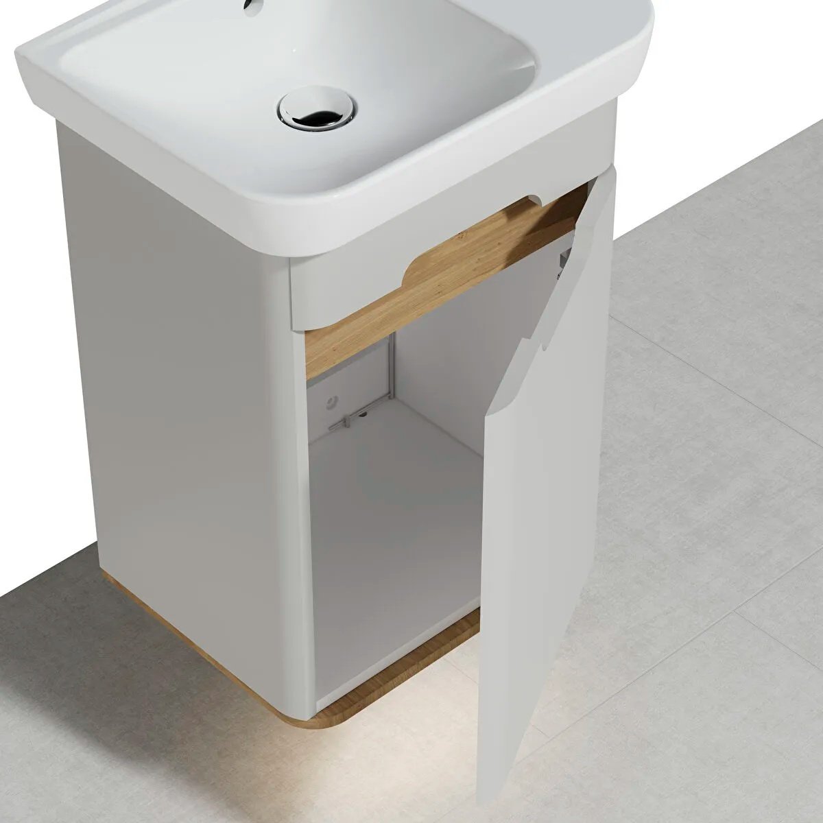 Sento Washbasin Unit, With Doors, Without Legs, 50 cm, Right
