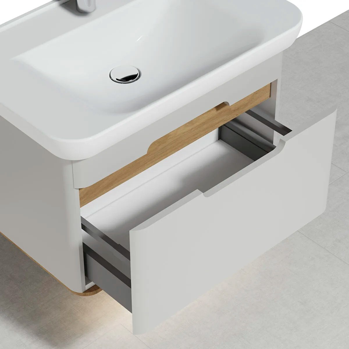Sento Washbasin Unit, With 1 Drawer, Without Legs, 80 cm