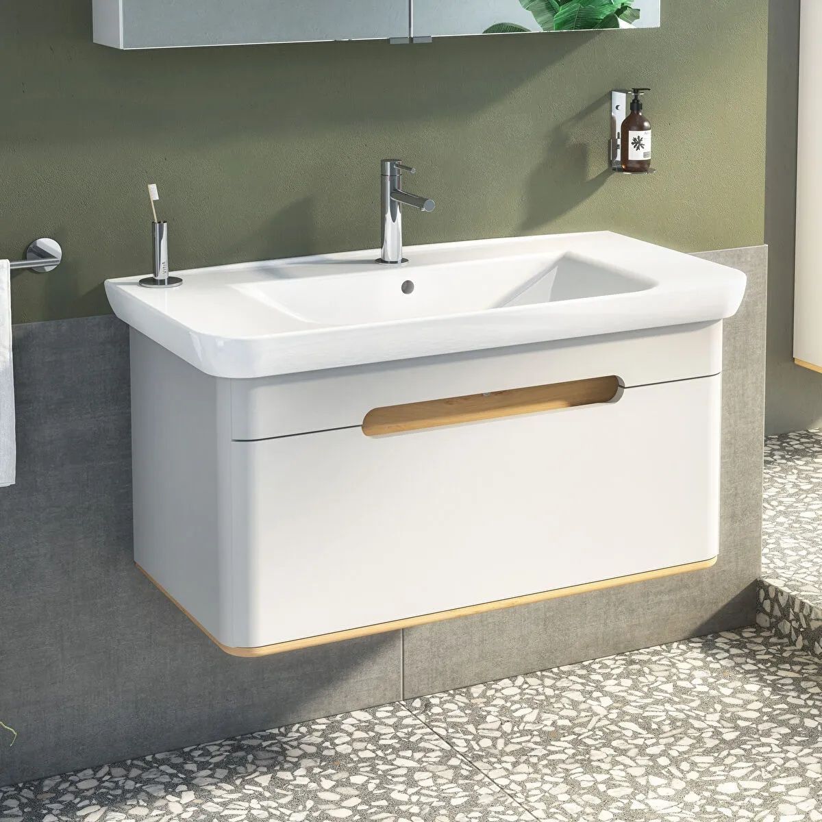 Sento Washbasin Unit, With 1 Drawer, Without Legs, 100 cm