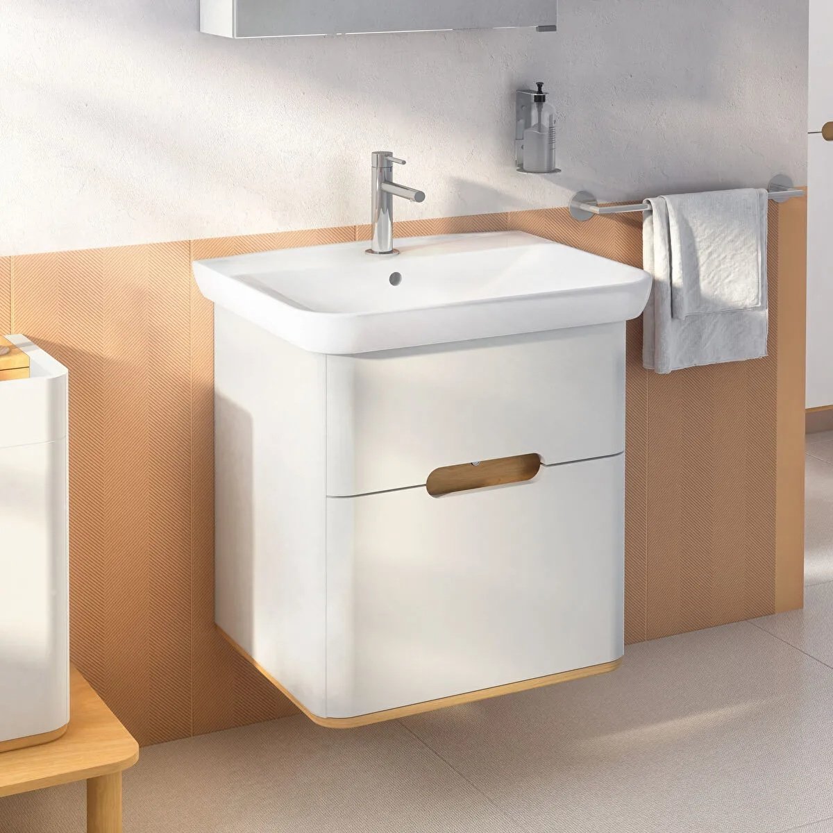 Sento Washbasin Unit, 65 cm, With 2 Drawers, Without Legs