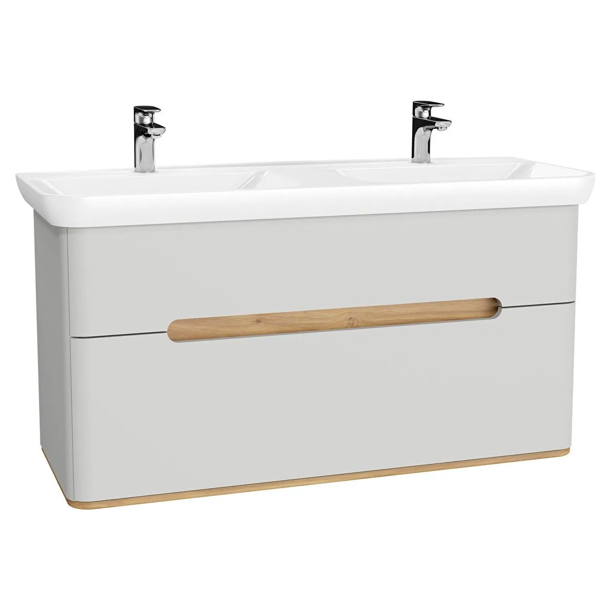 Sento Washbasin Unit, With 2 Drawers, With Double Washbasin, Without Legs, 130 cm