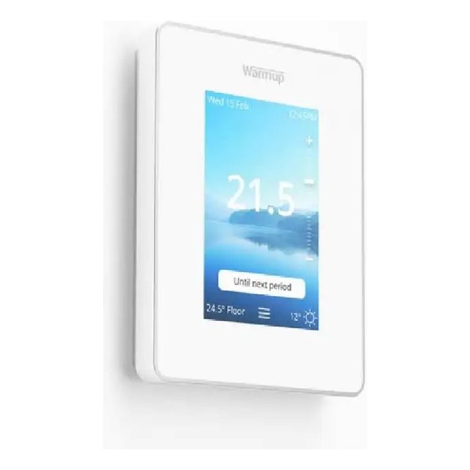 Warmup 6iE WiFi Bright Porcelain Thermostat (Band Colour: Light Chrome)
