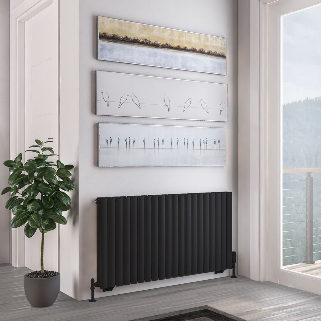Tunstall Double 600 x 1179 Radiator - Matt Black