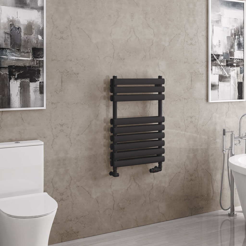 Tunstall Double 800 x 500 Towel Rail - Matt Black
