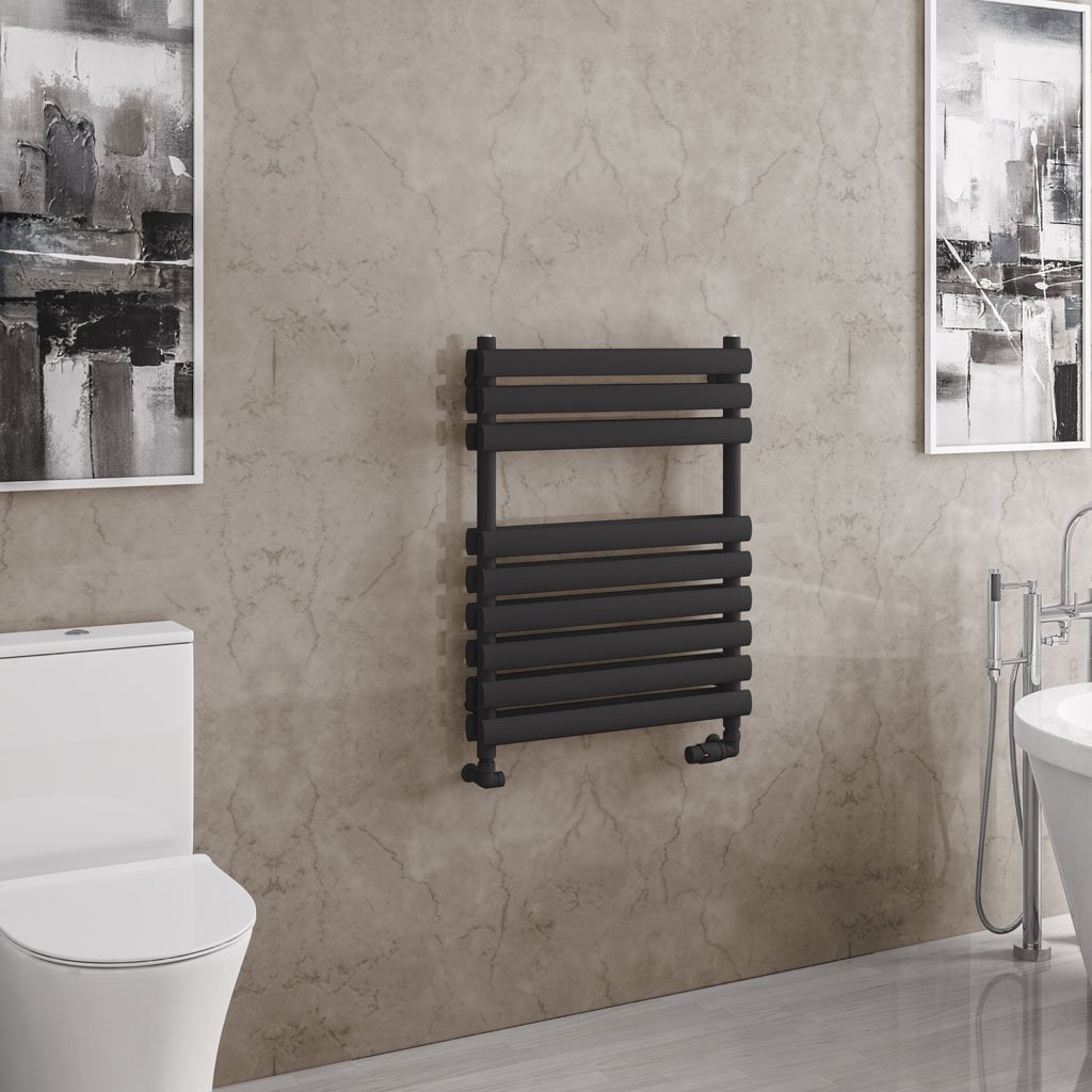 Tunstall Double 800 x 600 Towel Rail - Matt Black