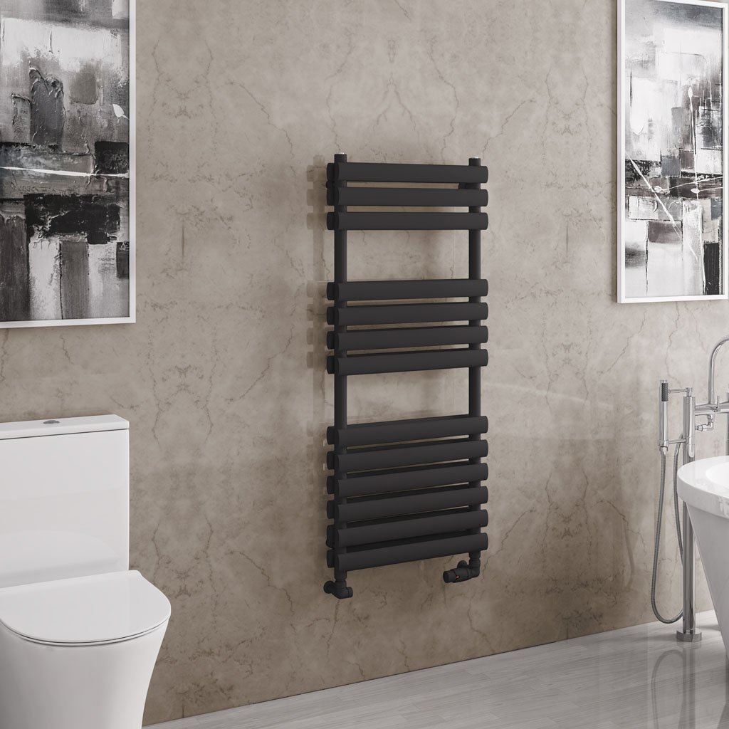 Tunstall Double 1200 x 500 Towel Rail - Matt Black