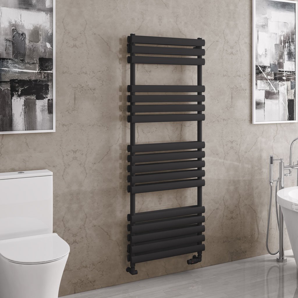 Tunstall Double 1600 x 600 Towel Rail - Matt Black