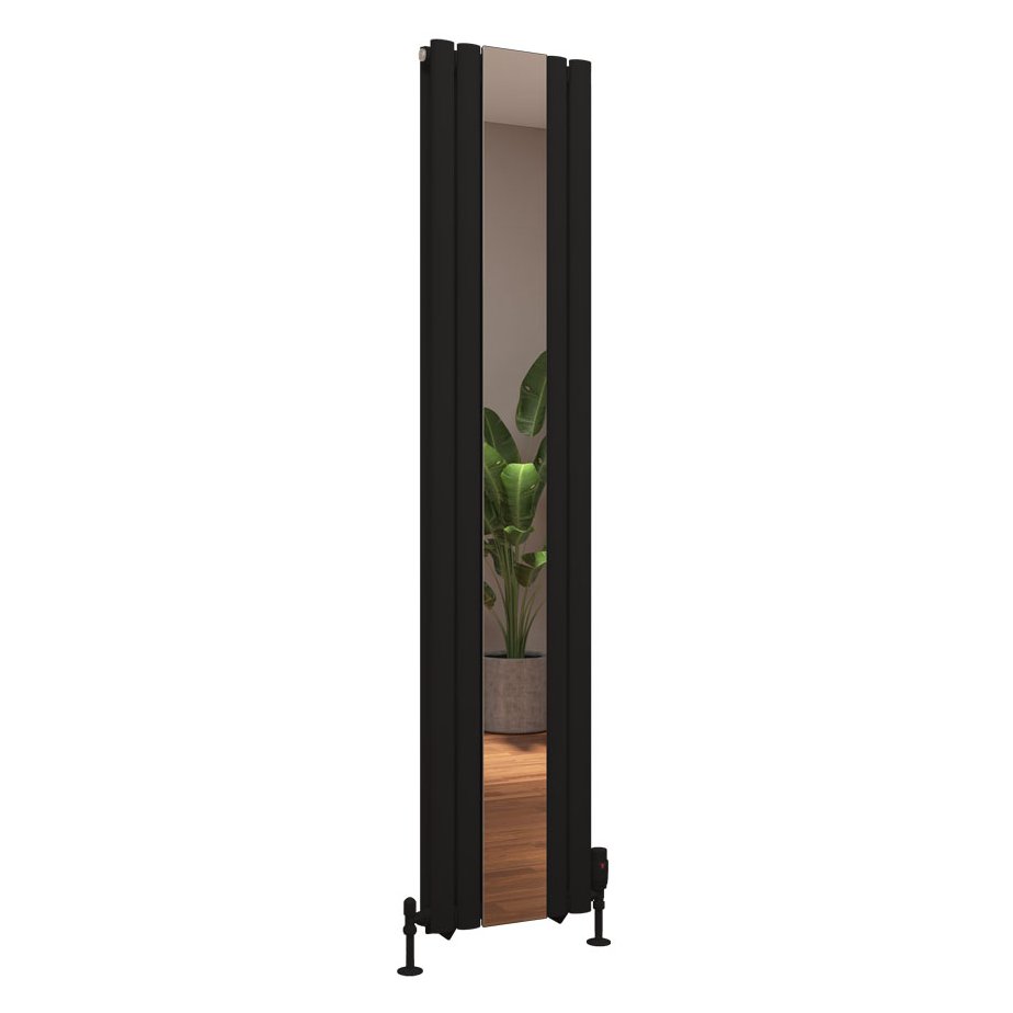 Tunstall Double Mirror 1800 x 380 Radiator - Matt Black