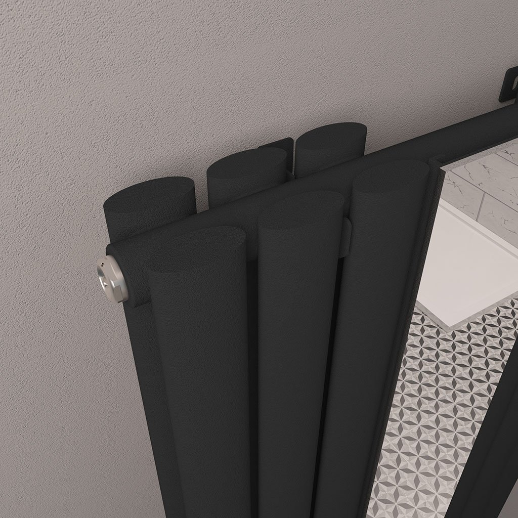 Tunstall Double Mirror 1800 x 380 Radiator - Matt Black