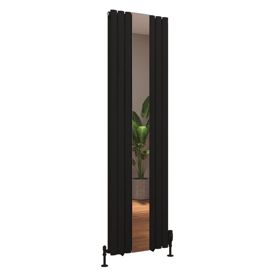 Tunstall Double Mirror 1800 x 500 Radiator - Matt Black