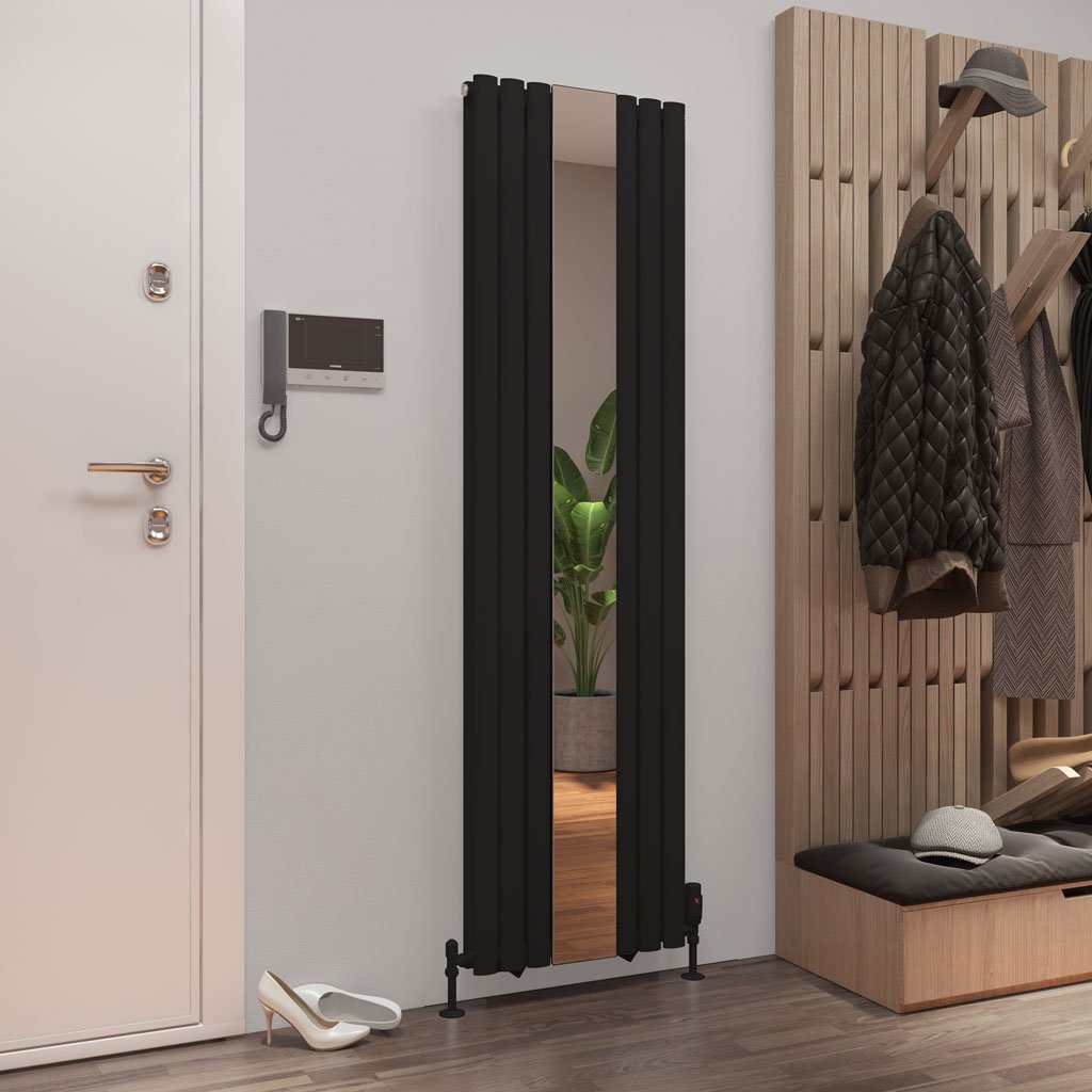 Tunstall Double Mirror 1800 x 500 Radiator - Matt Black