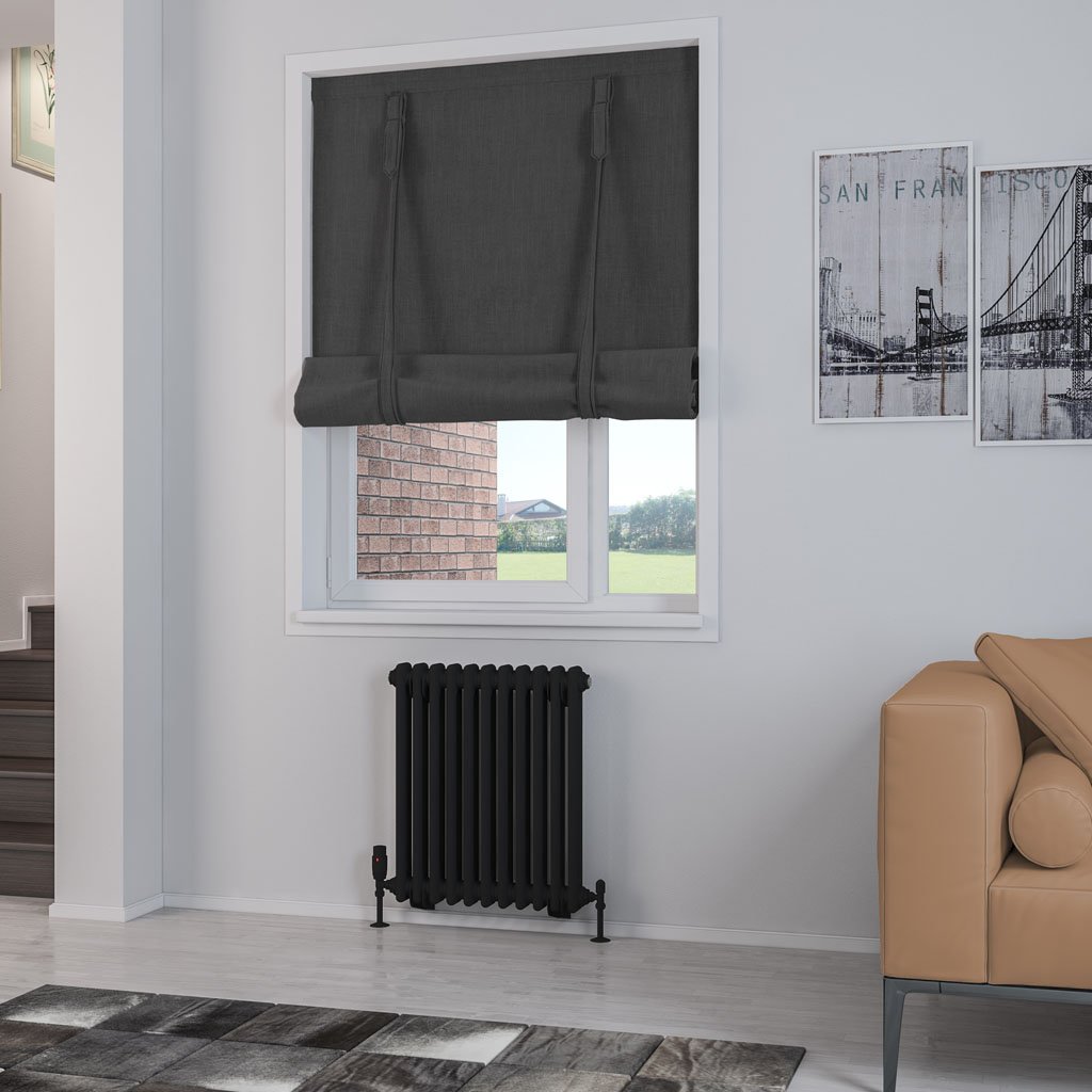 Rivassa 2 Column Radiator 600 x 518mm - Matt Black