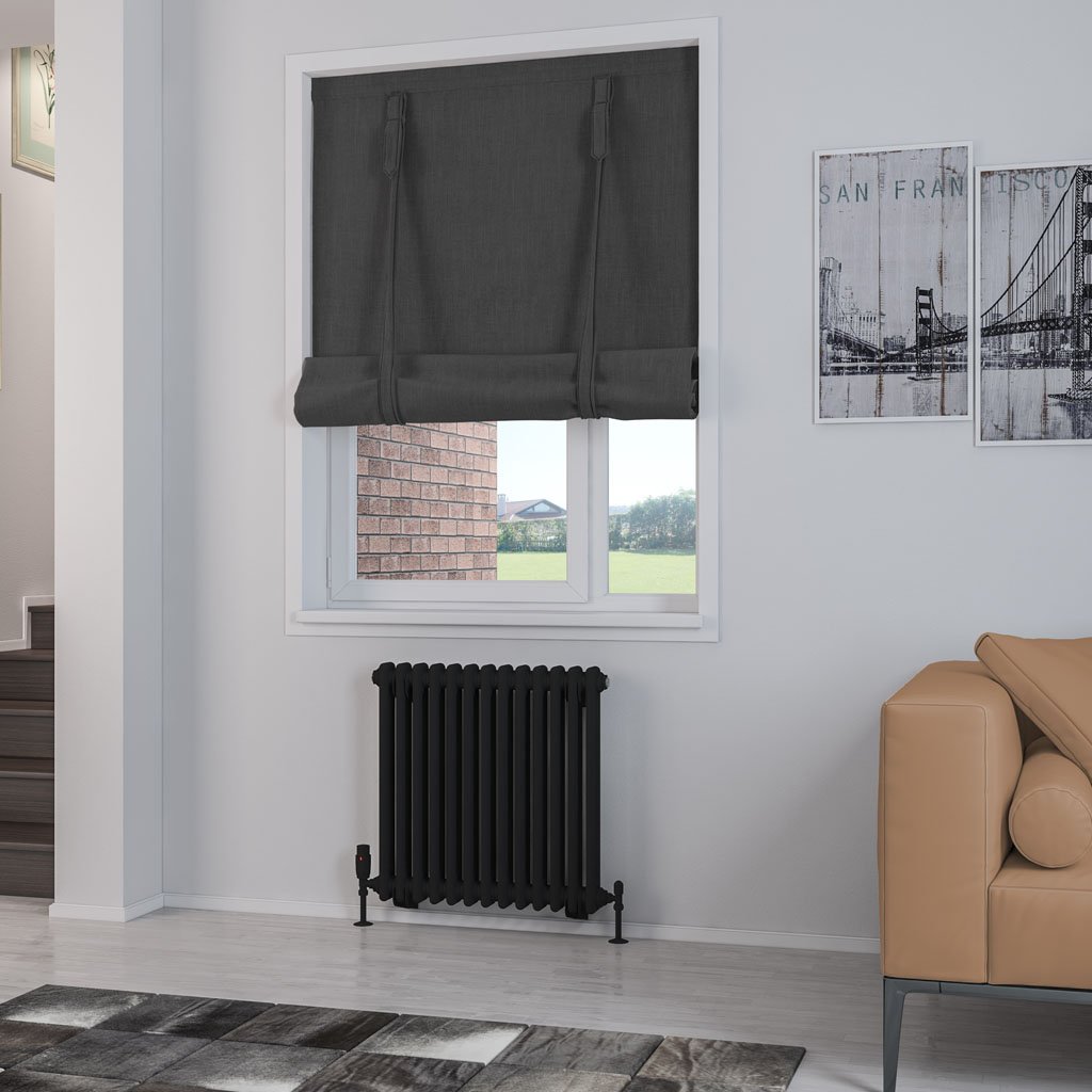 Rivassa 2 Column Radiator 600 x 608mm - Matt Black