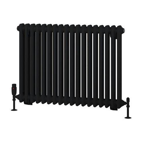 Rivassa 2 Column Radiator 600 x 833mm - Matt Black