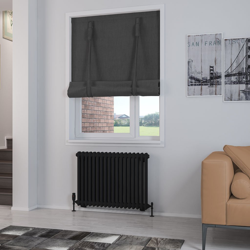 Rivassa 2 Column Radiator 600 x 833mm - Matt Black