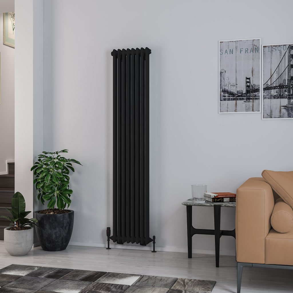 Rivassa 2 Column Radiator 1800 x 383mm - Matt Black